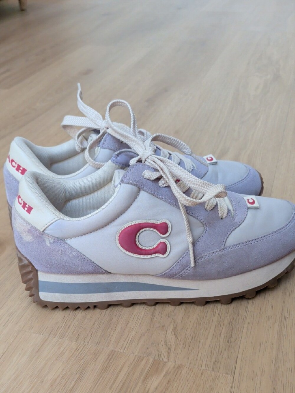 ❤️ Coach Women's Running Sneakers Light Purple And Red - Picture 7 of 11